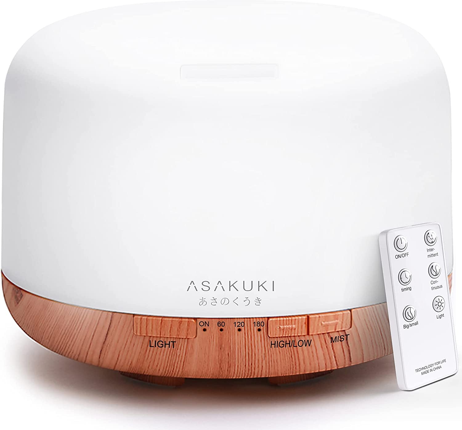 Essential Oil Diffuser 500Ml, Ultrasonic Aromatherapy Humidifier with Remote Control, 7 LED Colors, Timer & Auto-Off, Large Room Diffuser
