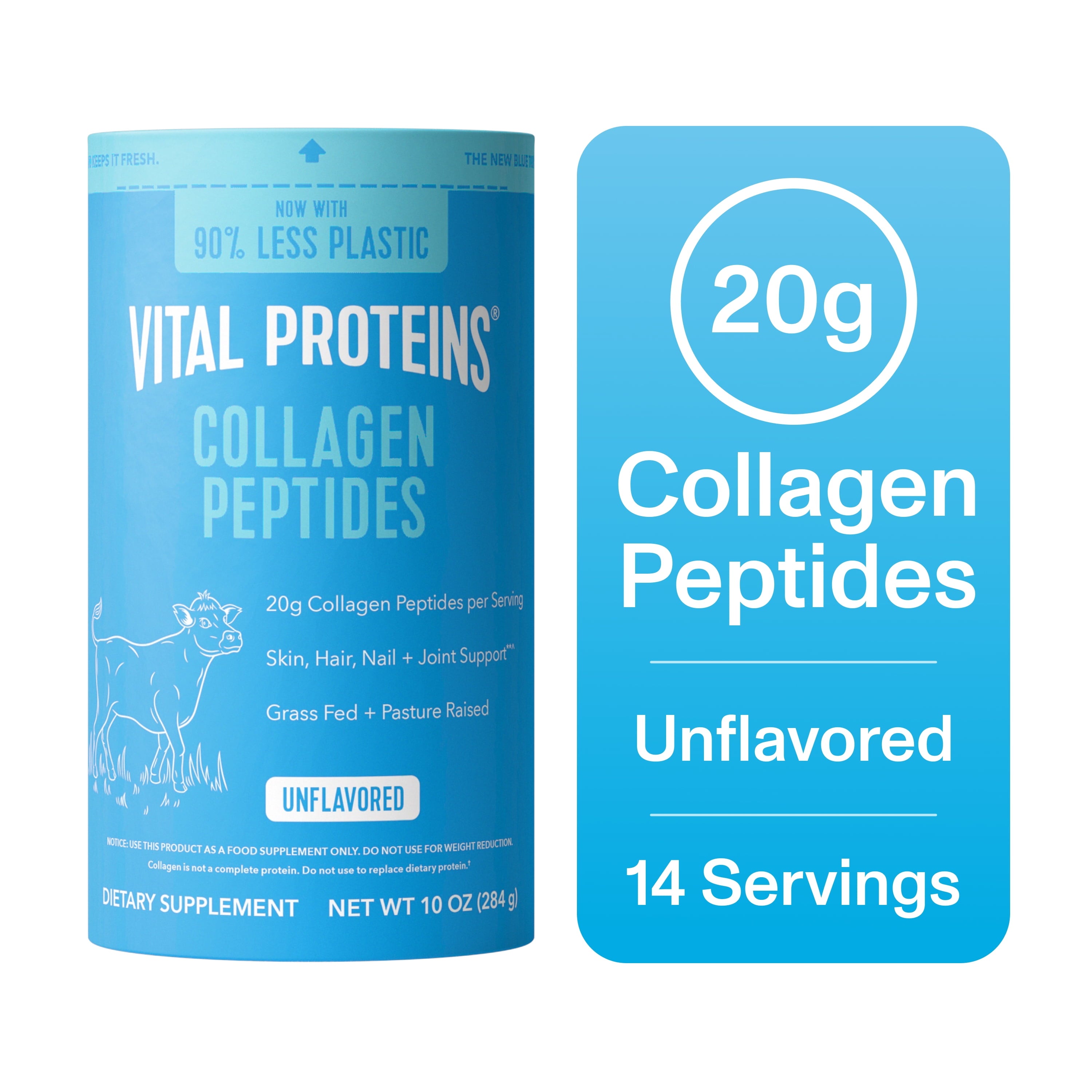 Collagen Peptides Powder Supplement for Hair, Skin and Nails, Unflavored, 10 Oz
