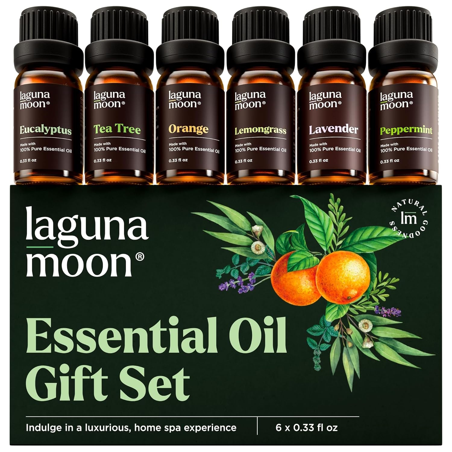 Essential Oils Set - Top 6 Blends for Diffusers, Home Care, Candle Making Scents, Fragrance, Aromatherapy, Humidifiers, Gifts - Peppermint, Tea Tree, Lavender, Eucalyptus, Orange (10Ml)