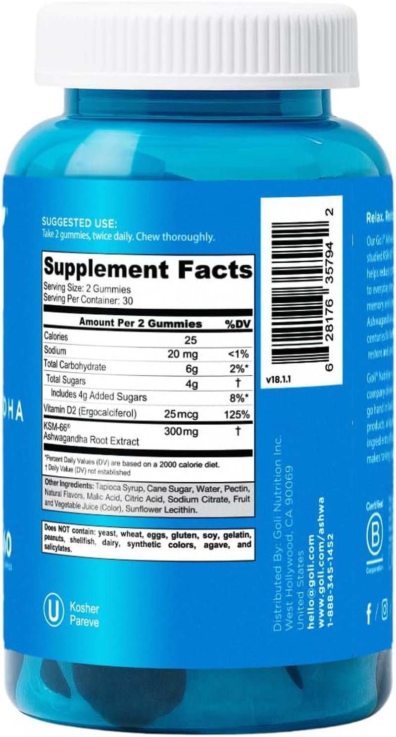 Ashwagandha & Vitamin D Gummy 120 Count - Relax. Restore. Unwind. (Mixed Berry, KSM-66, Vegan, Plant Based, Non-Gmo, Gluten-Free & Gelatin Free), Pack of 2