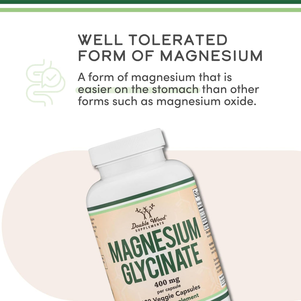 Magnesium Glycinate 400Mg | 180 Capsules | Sleep, Muscle, & Heart Support | Vegan, Third Party Tested, Gluten Free, Non-Gmo