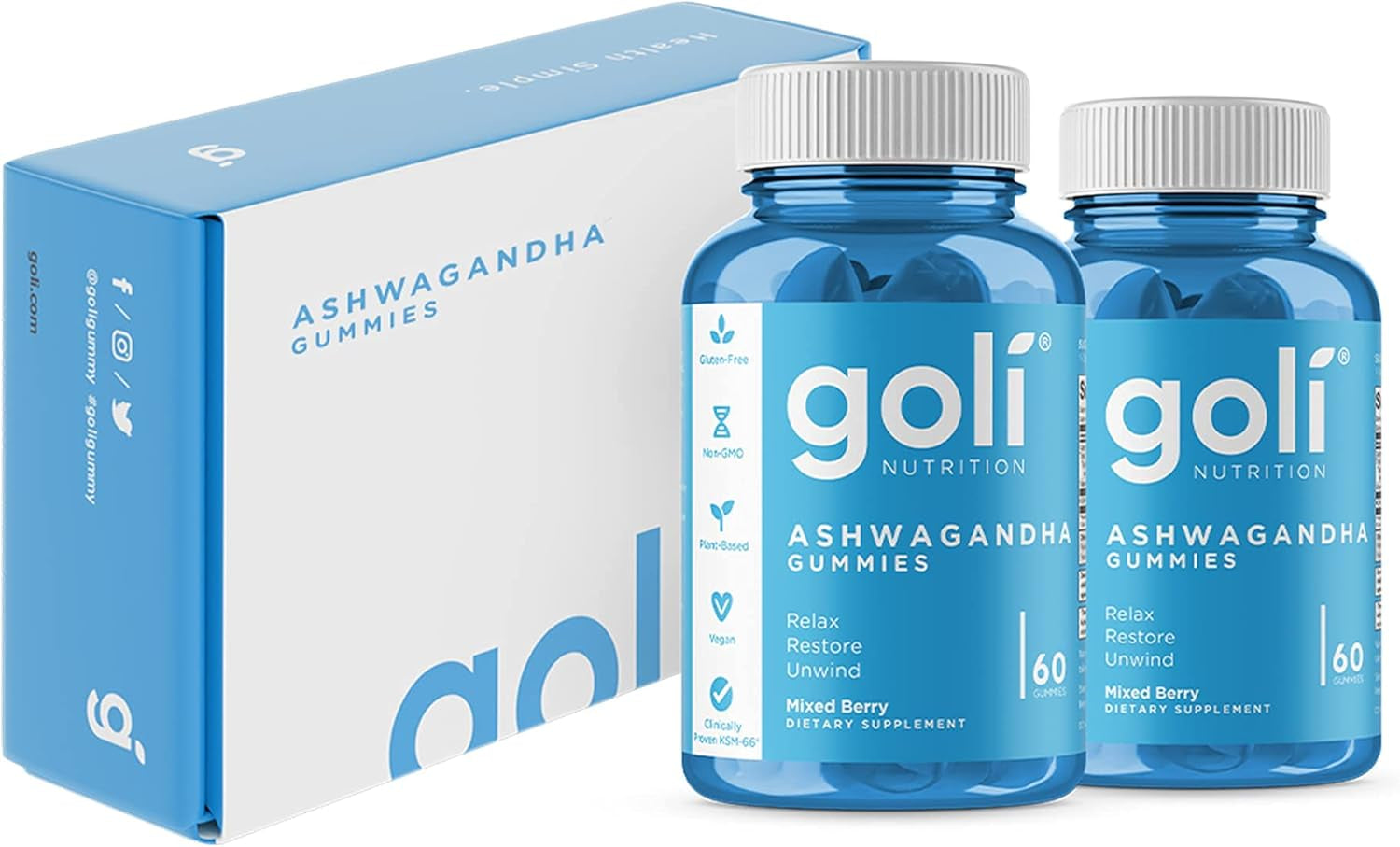 Ashwagandha & Vitamin D Gummy 120 Count - Relax. Restore. Unwind. (Mixed Berry, KSM-66, Vegan, Plant Based, Non-Gmo, Gluten-Free & Gelatin Free), Pack of 2